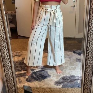 Cream colored capri wide leg pants